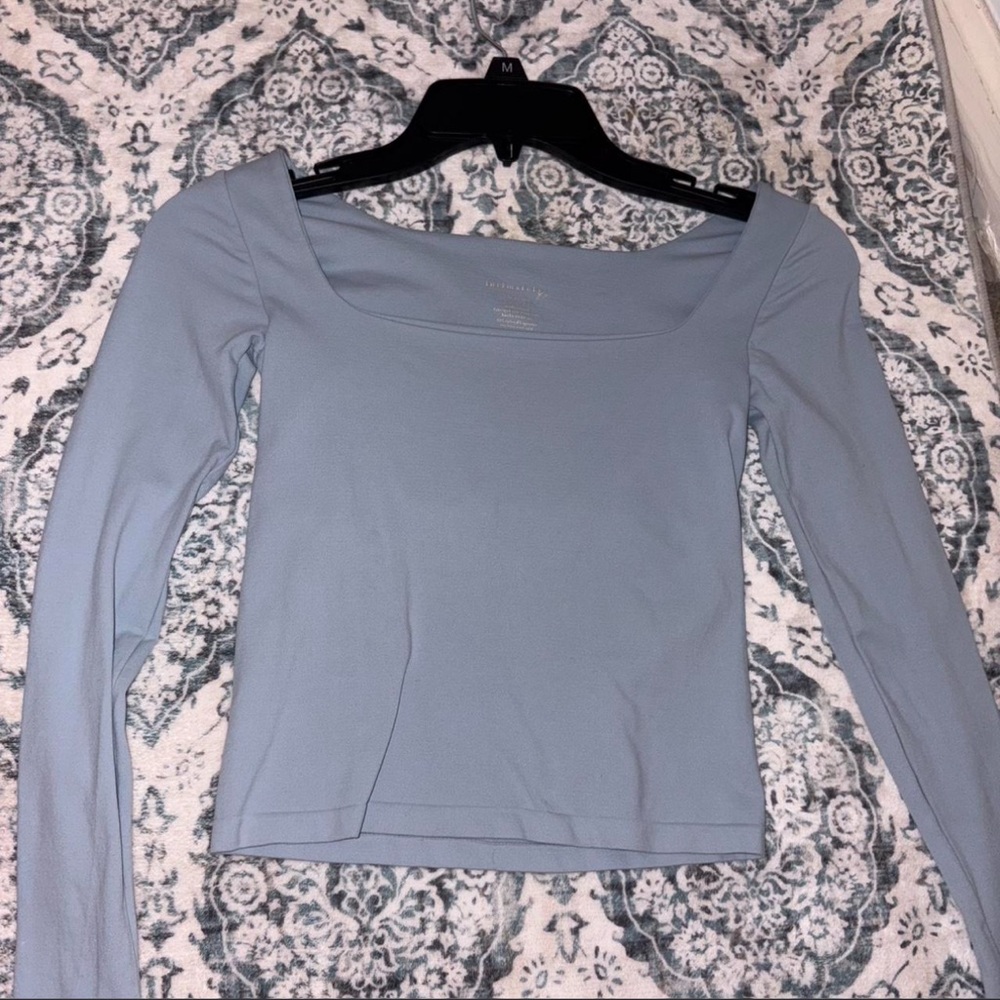 Free People Sky Blue Long Sleeve Top